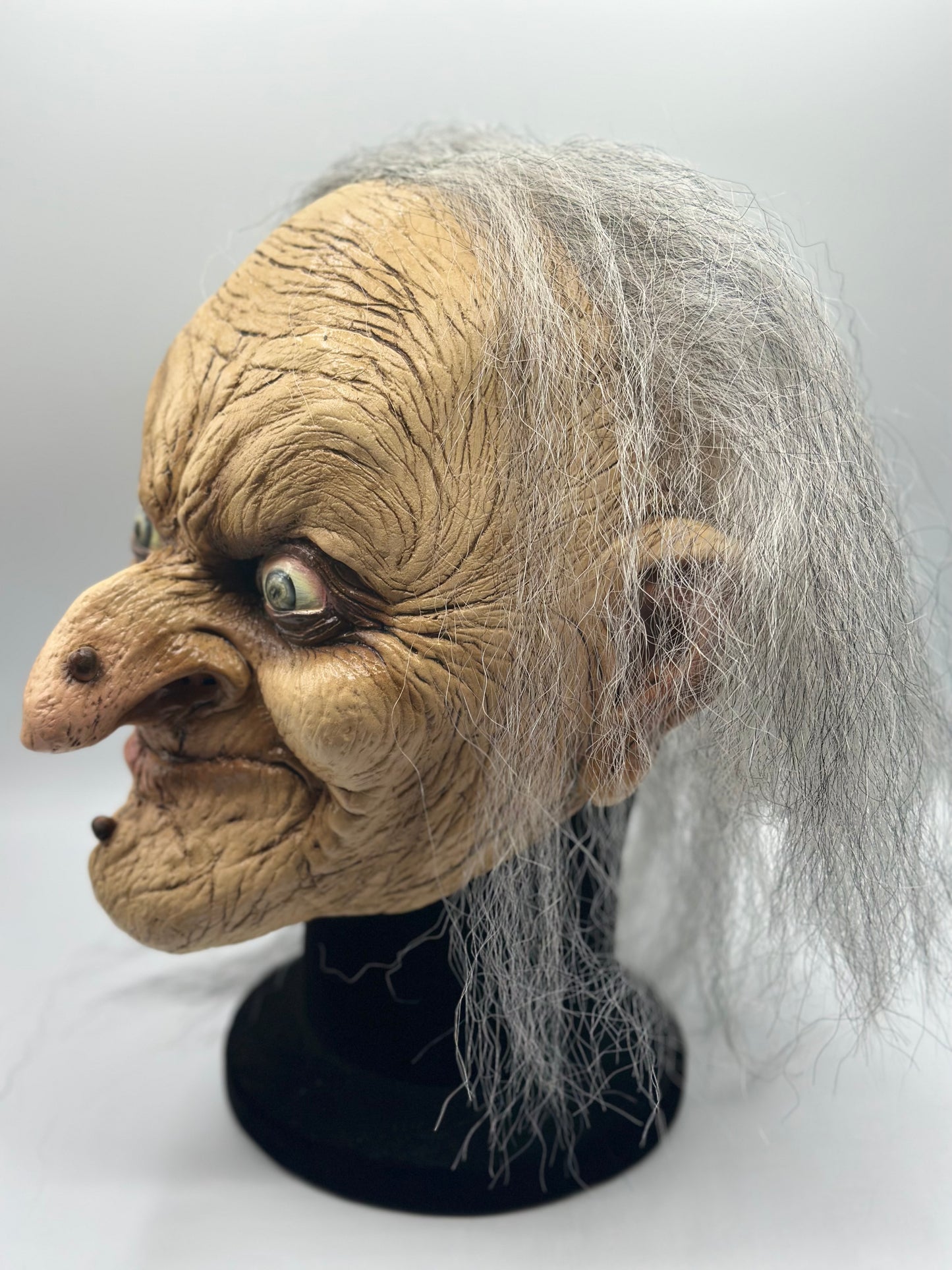 Gruselige Hexenmaske mit Haaren - Halloween Maske Hexe - Luxus Halloween Maske
