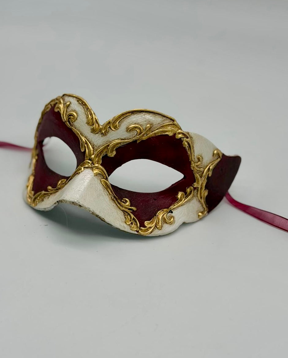 Venetiaans Kindermasker - Bordeaux, Ivoor & Goud