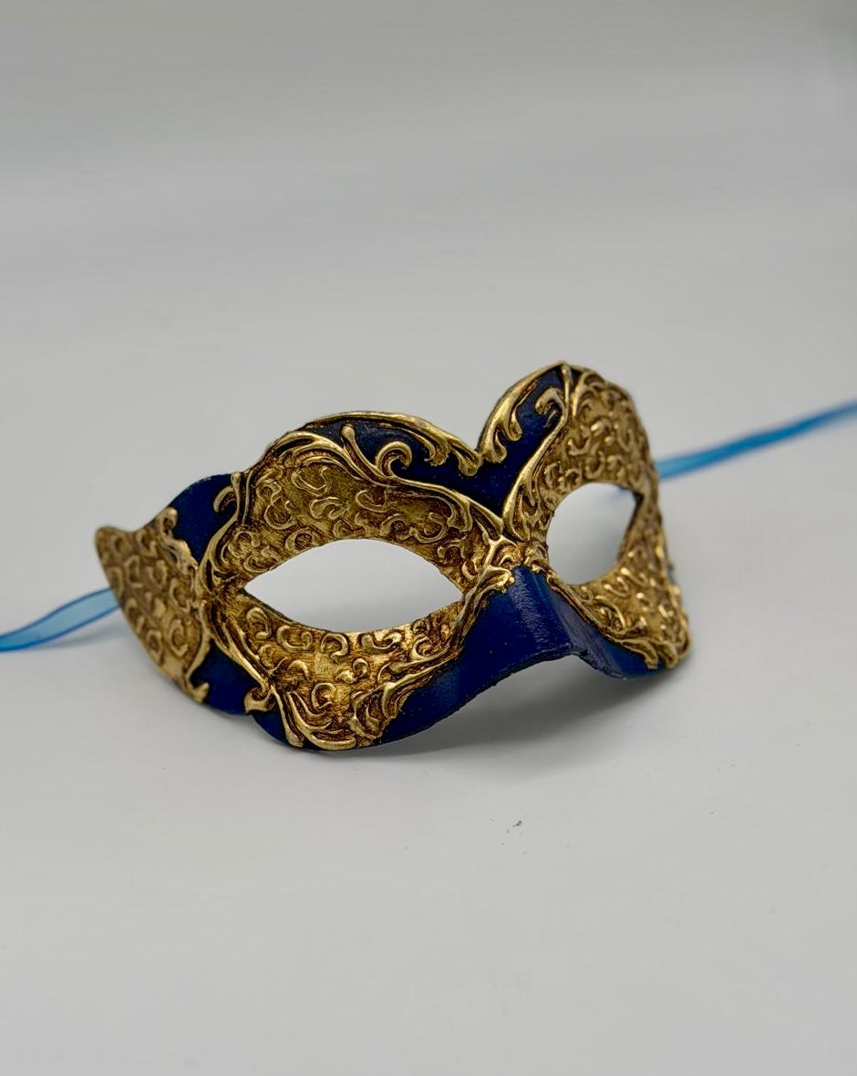 Venezianische Kindermaske – Königsblau & Gold