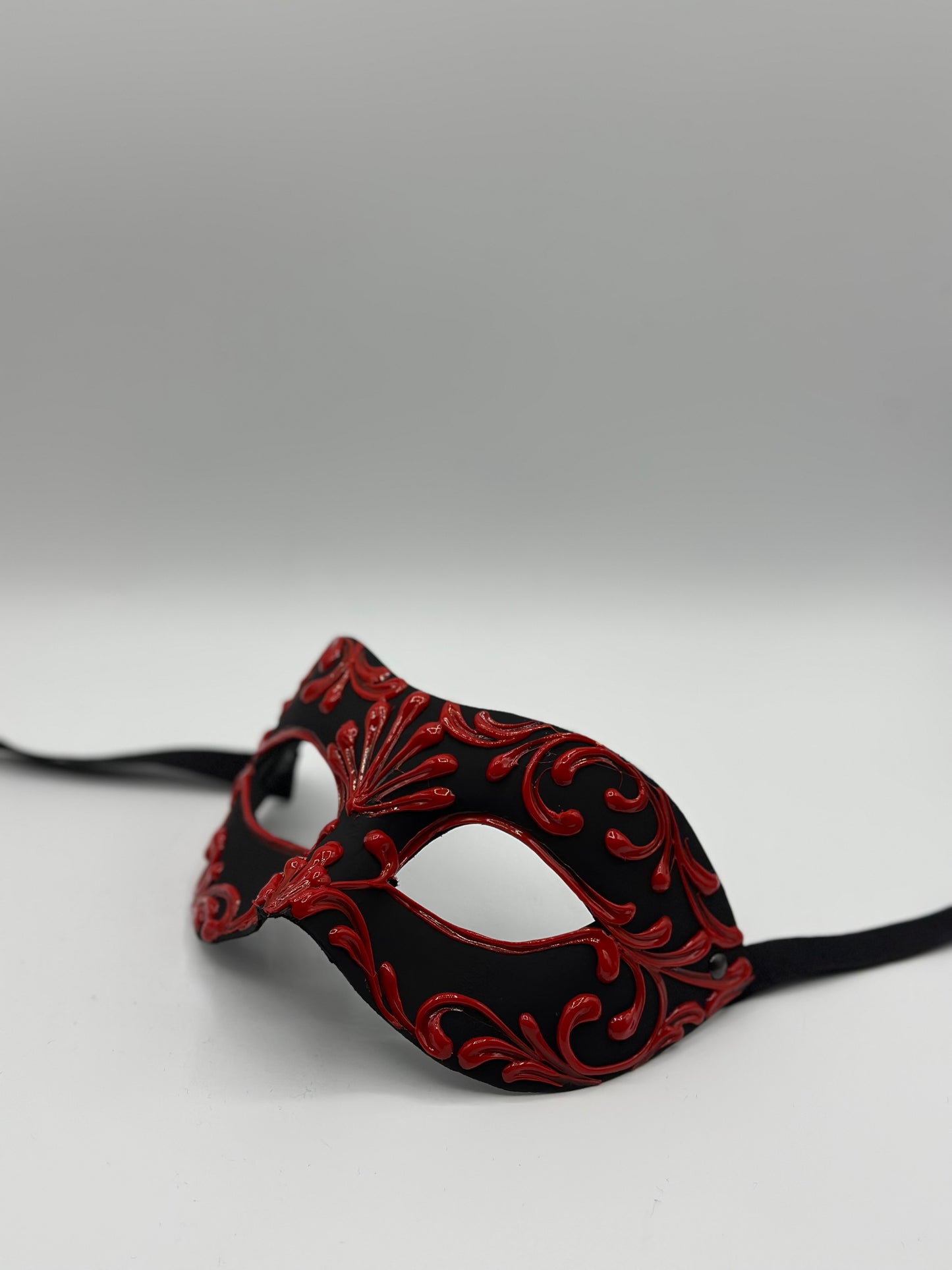 Máscara veneciana hecha a mano Negro Rojo - Máscara barroca para baile de máscaras, carnaval y fiesta de disfraces