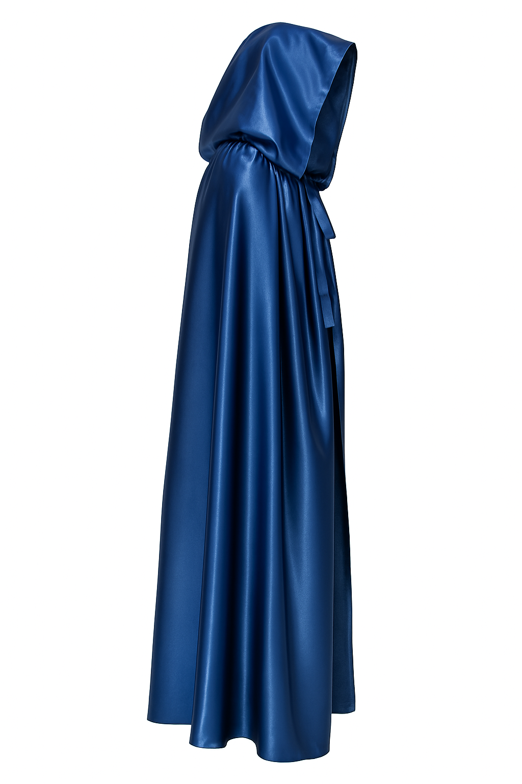 Venetian cape with a hood in blue satin - blue cape halloween