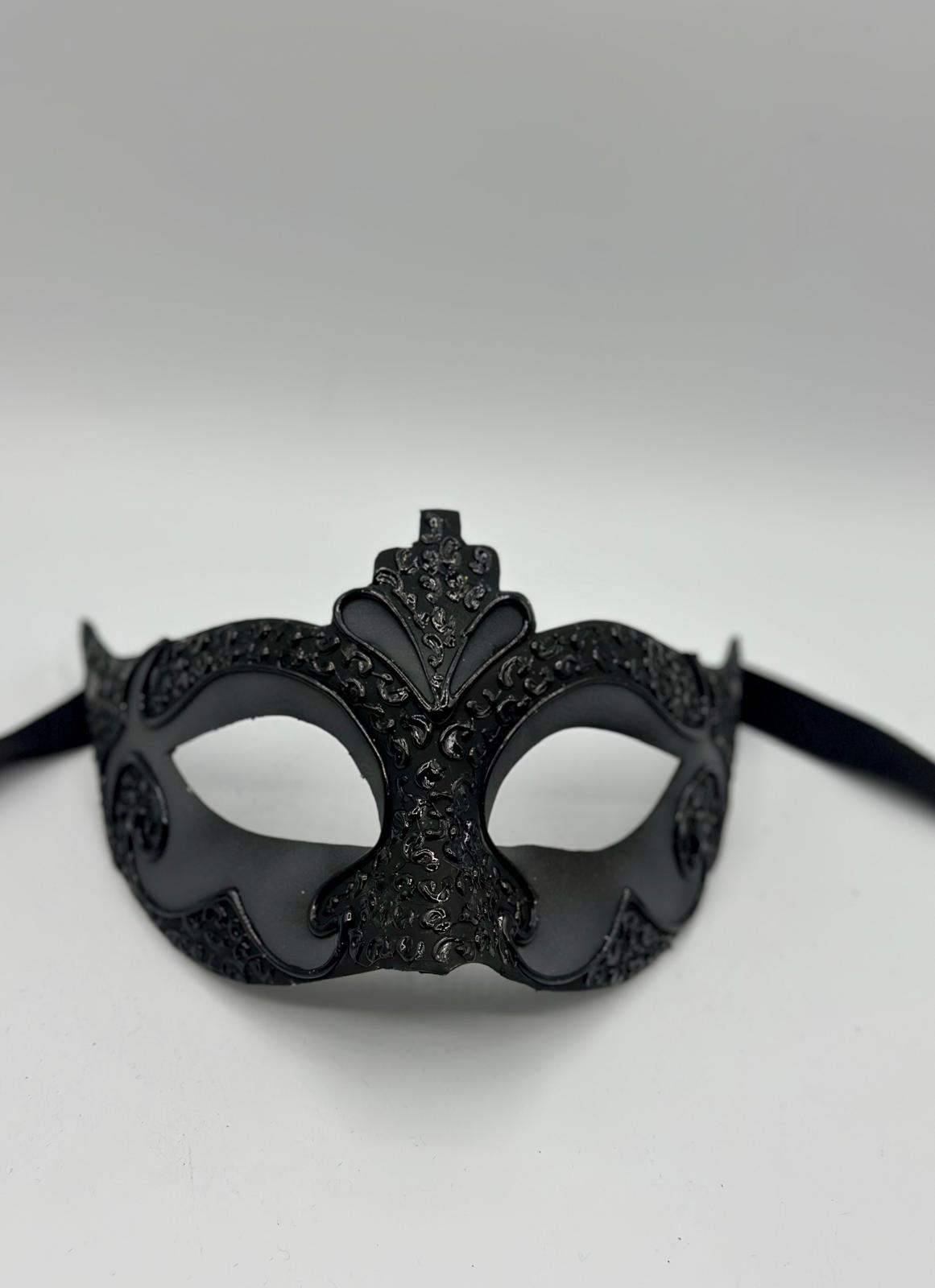 Juego de Máscaras Venecianas para Parejas - Antracita Mate y Negro - Elegante Diseño Barroco - Máscaras de Mascarada para Hombre y Mujer - Perfectas para Carnaval, Baile o Fiesta de Disfraces