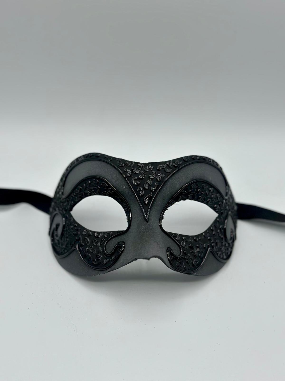 Juego de Máscaras Venecianas para Parejas - Antracita Mate y Negro - Elegante Diseño Barroco - Máscaras de Mascarada para Hombre y Mujer - Perfectas para Carnaval, Baile o Fiesta de Disfraces