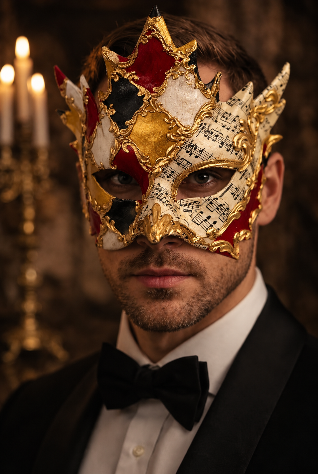 Venezianische Bacchus-Maske – Luxuriöse Harlekin-Maskenball-Maske