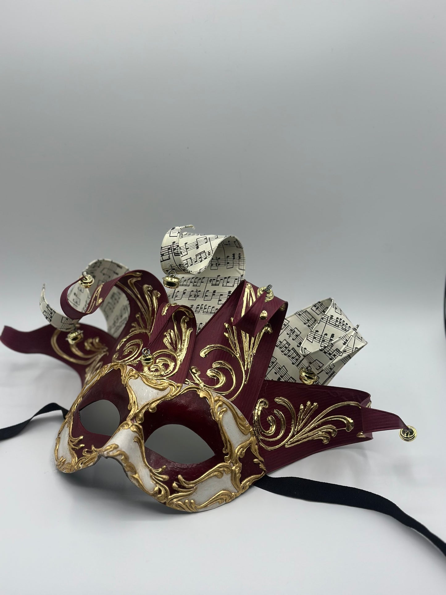 Venezianische Maske Jolly in Rot und Weiß - Maskenmaske für Herren