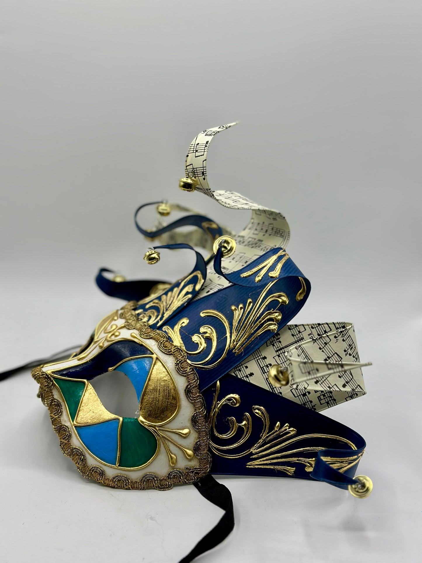 Venetian mask Jolly in blue - Masquerade mask for men