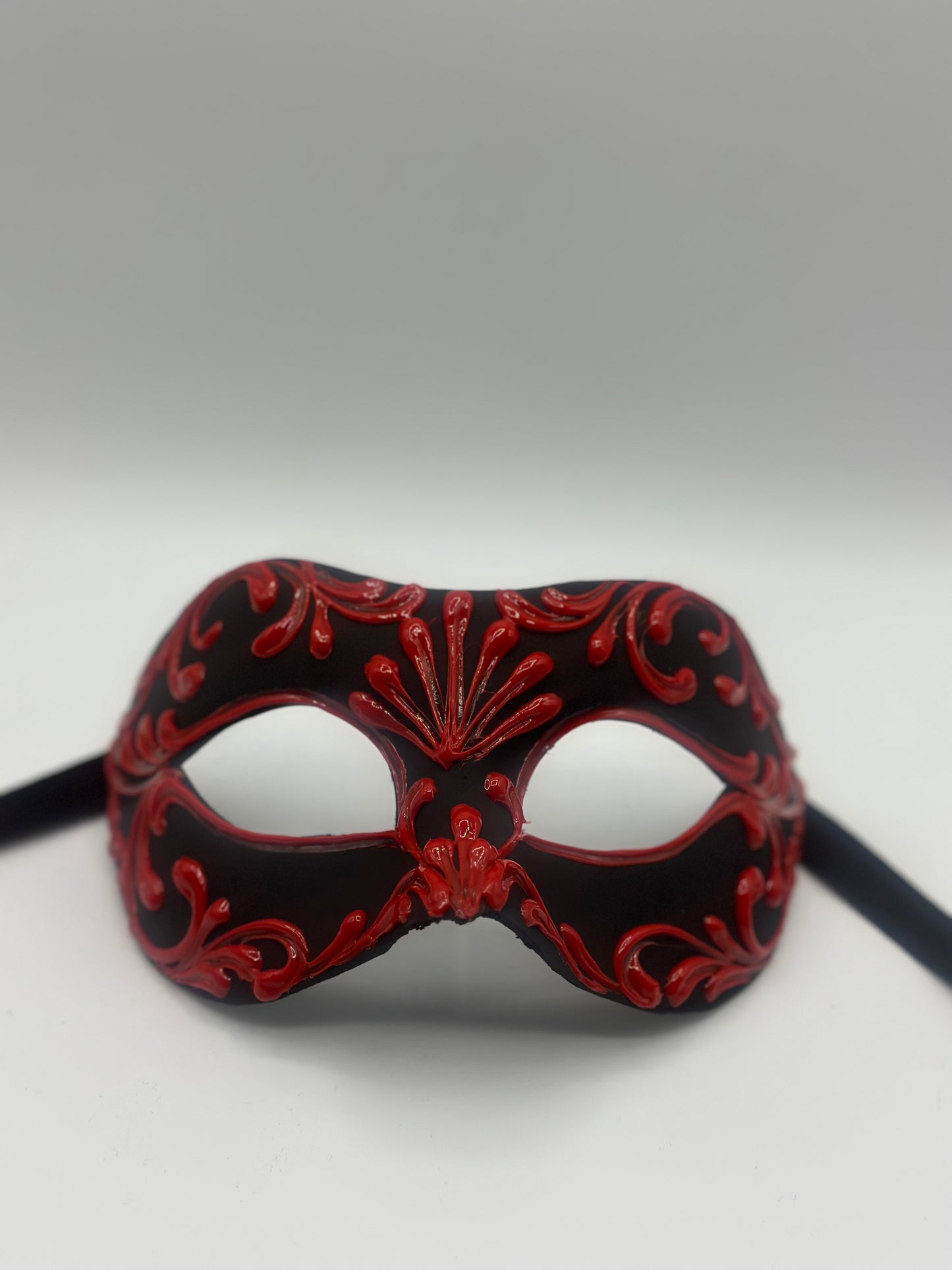 Máscara veneciana hecha a mano Negro Rojo - Máscara barroca para baile de máscaras, carnaval y fiesta de disfraces