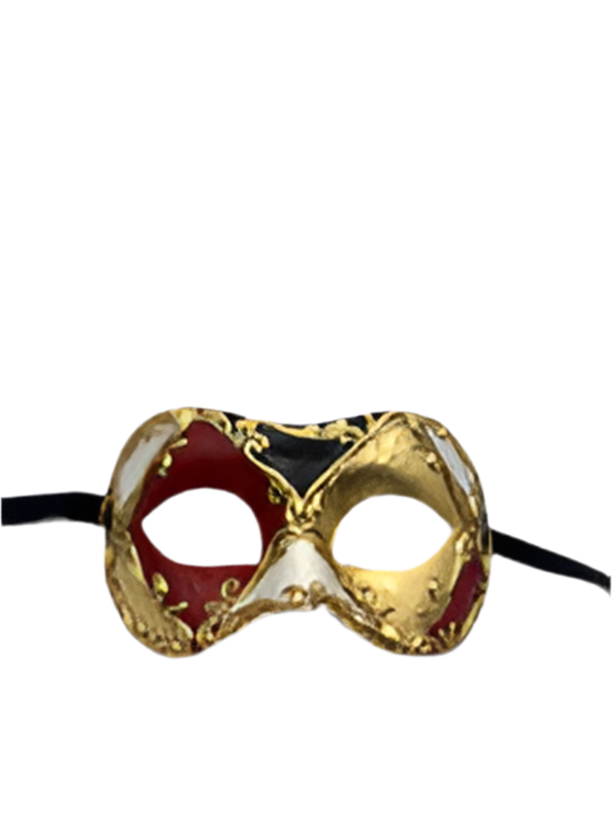 Barocke Maskenmaske – Rot/Schwarz/Gold