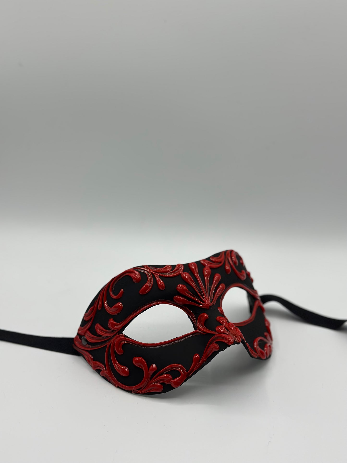 Máscara veneciana hecha a mano Negro Rojo - Máscara barroca para baile de máscaras, carnaval y fiesta de disfraces