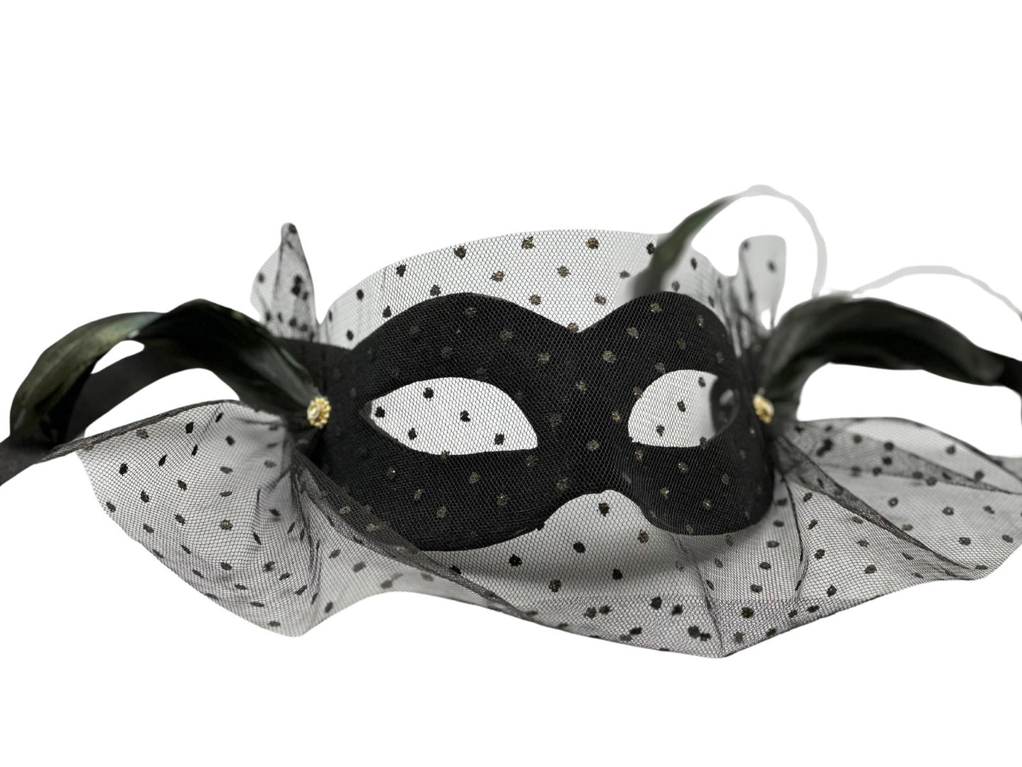 Twee Venetiaanse balmaskers - mannen- en vrouwenmasker - in zwart fluweel. Koppelmasker zwart