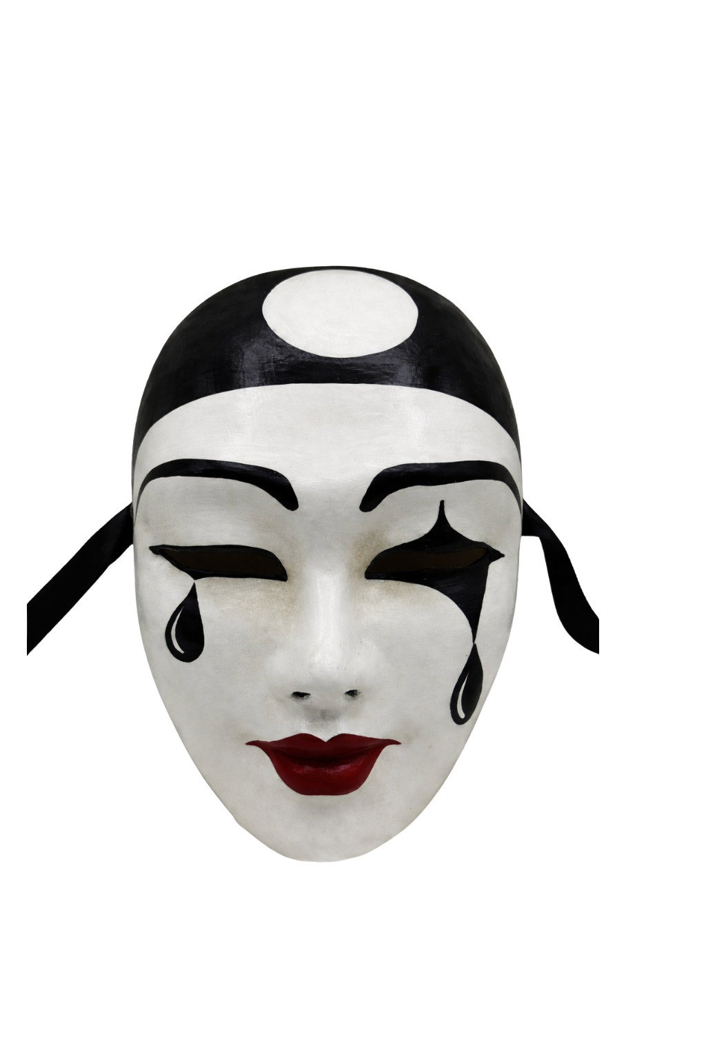 Pierrot Mask – Black White Venetian Style Mask