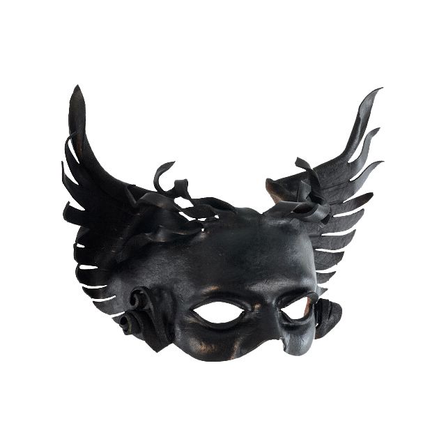 Black leather mask of Thanatos , handmade mask