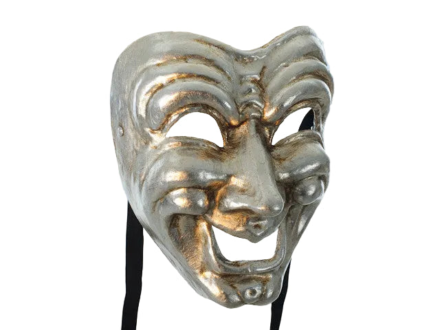 Comedy mask in silver