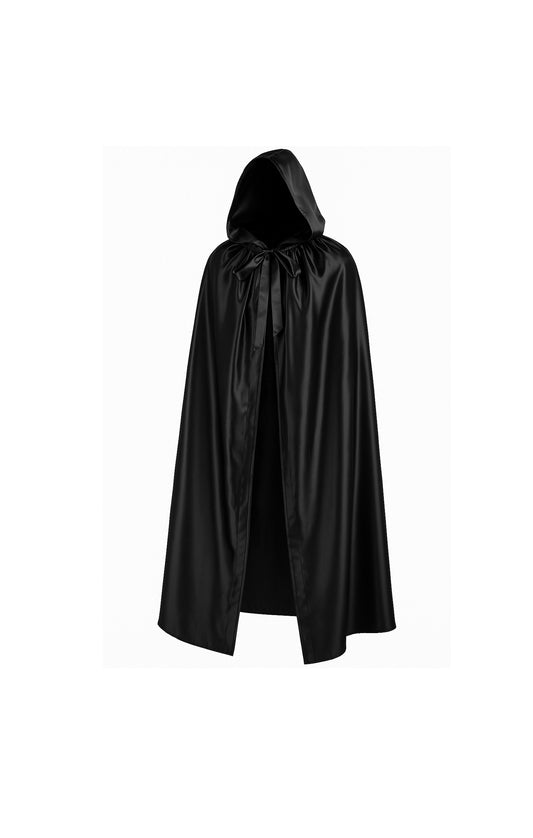 Cape noire avec capuchon en satin