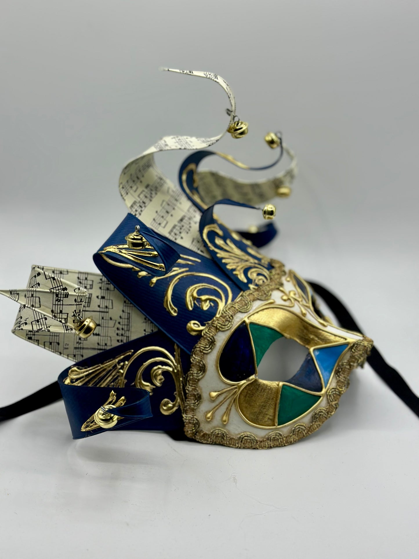 Venetian mask Jolly in blue - Masquerade mask for men