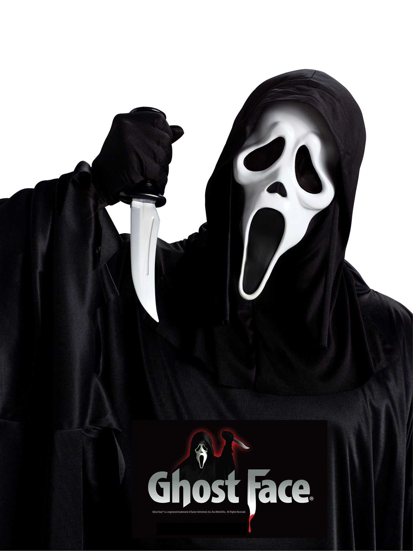 Máscara Oficial Ghost Face® con Capucha y Cuchillo