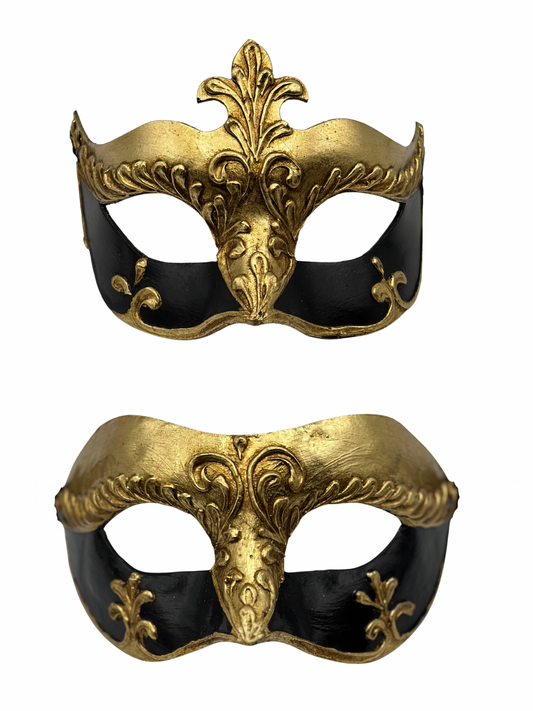 Barok Venetiaans Koppelmasker – Goud & Zwart