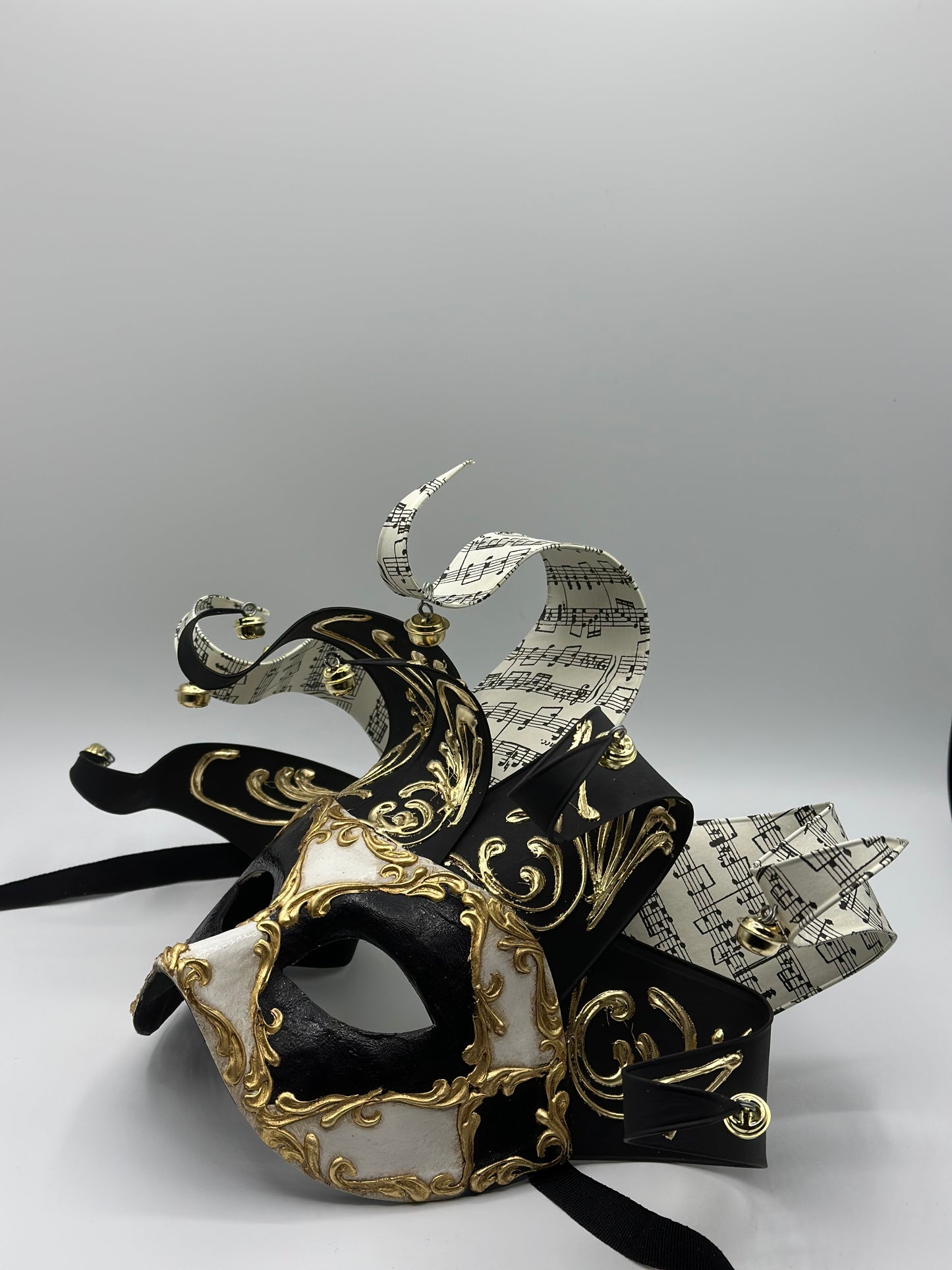 Venetian mask Jolly in black and white - Masquerade mask for men