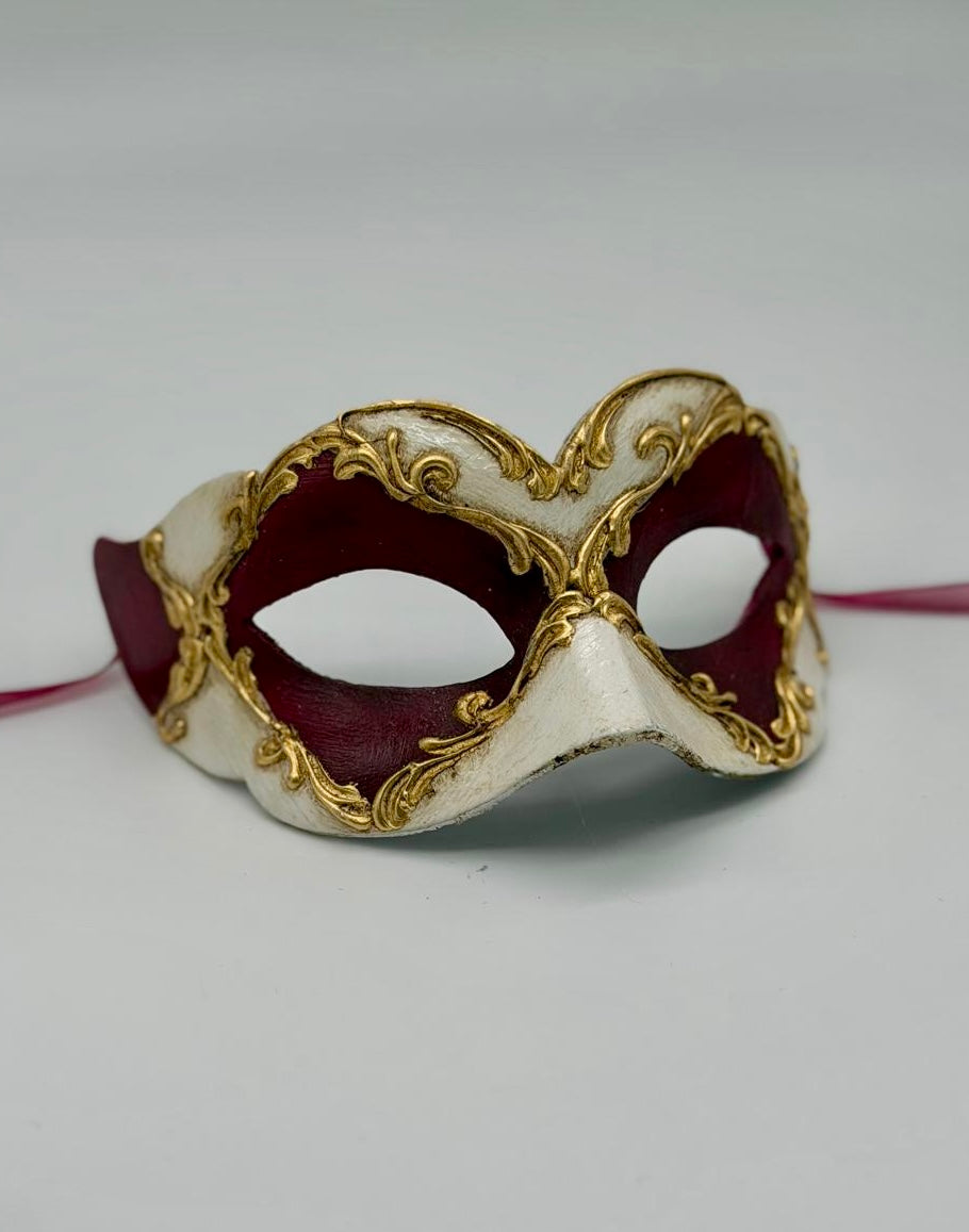 Venetiaans Kindermasker - Bordeaux, Ivoor & Goud
