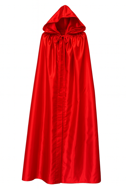 Venezianischer Umhang mit Kapuze aus rotem Satin - Halloween Cape rot
