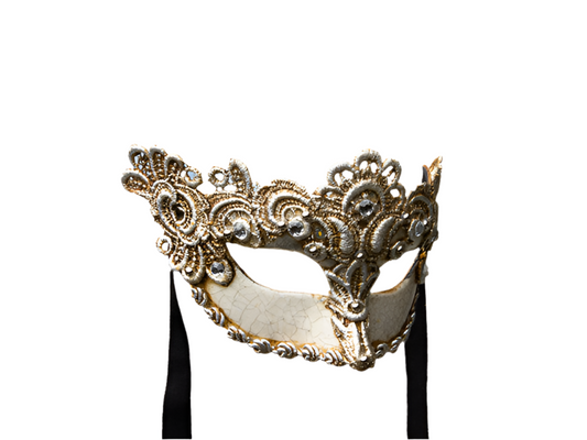 Venezianische Ballmaske mit versilberter Spitze für Frauen