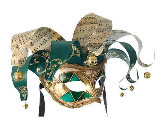 Venezianische Jolly-Maske in Grün
