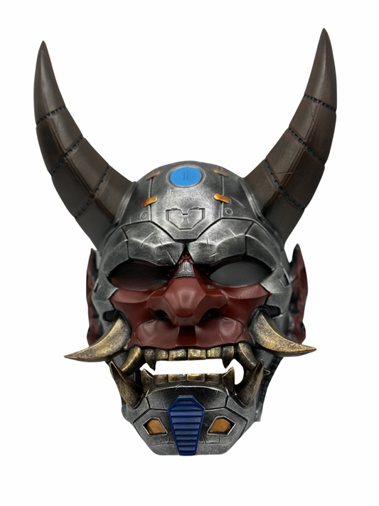 Masque Oni japonais portable – Masque de démon en résine fabriqué à la main de style mécanique – Masque de samouraï