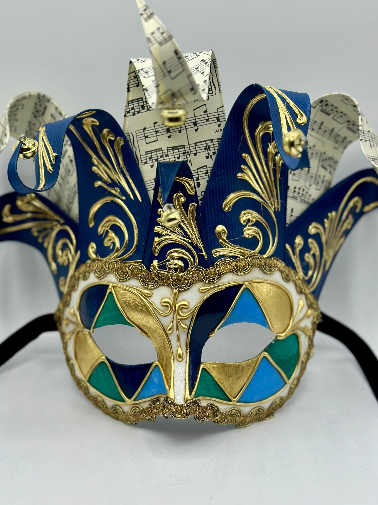 Venetian mask Jolly in blue - Masquerade mask for men