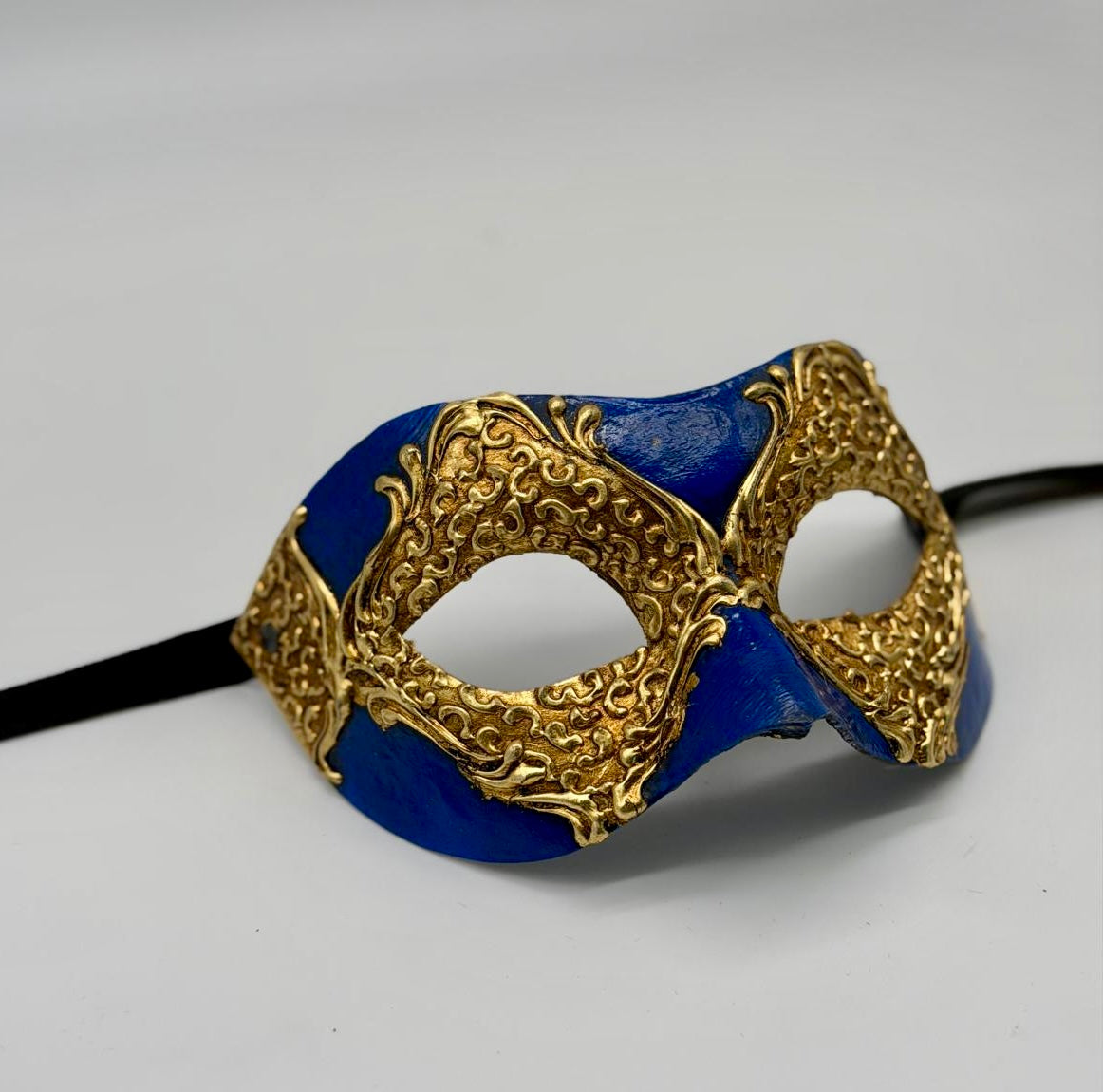 Venetian Couple Mask Set Blue Gold – Matching Masks Masquerade
