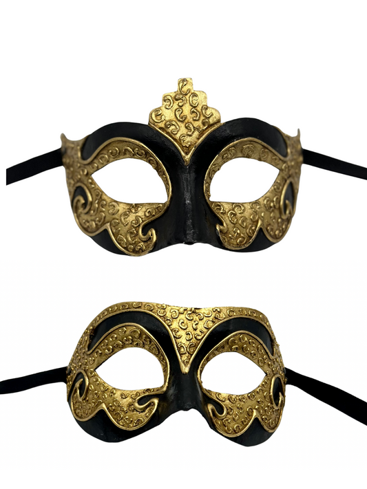 Venetiaanse Masker Set – Zwart & Goud – Heren & Damesmodel – 2-delig