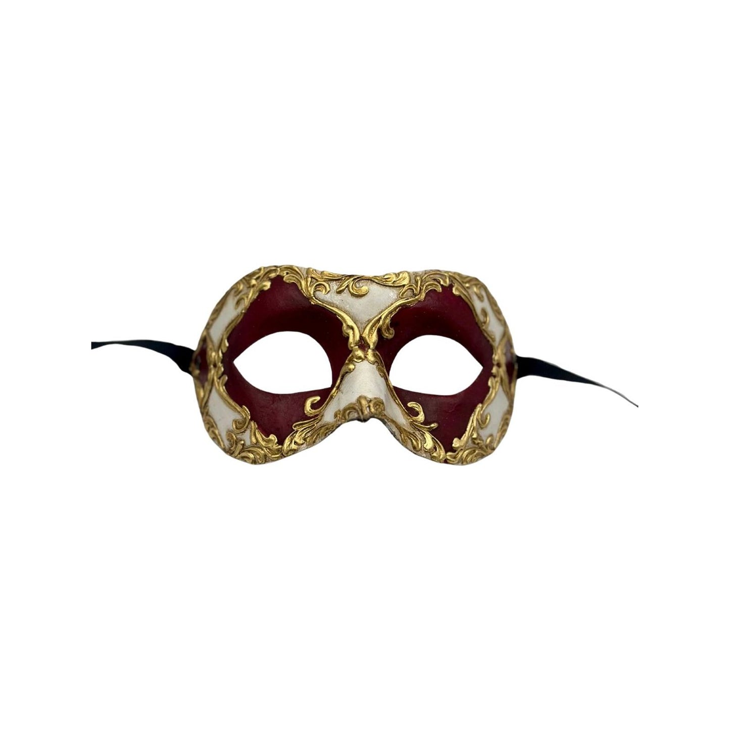 Masque vénitien baroque rouge doré – Masque pour les yeux pour carnaval, gala et soirée costumée – Unisexe
