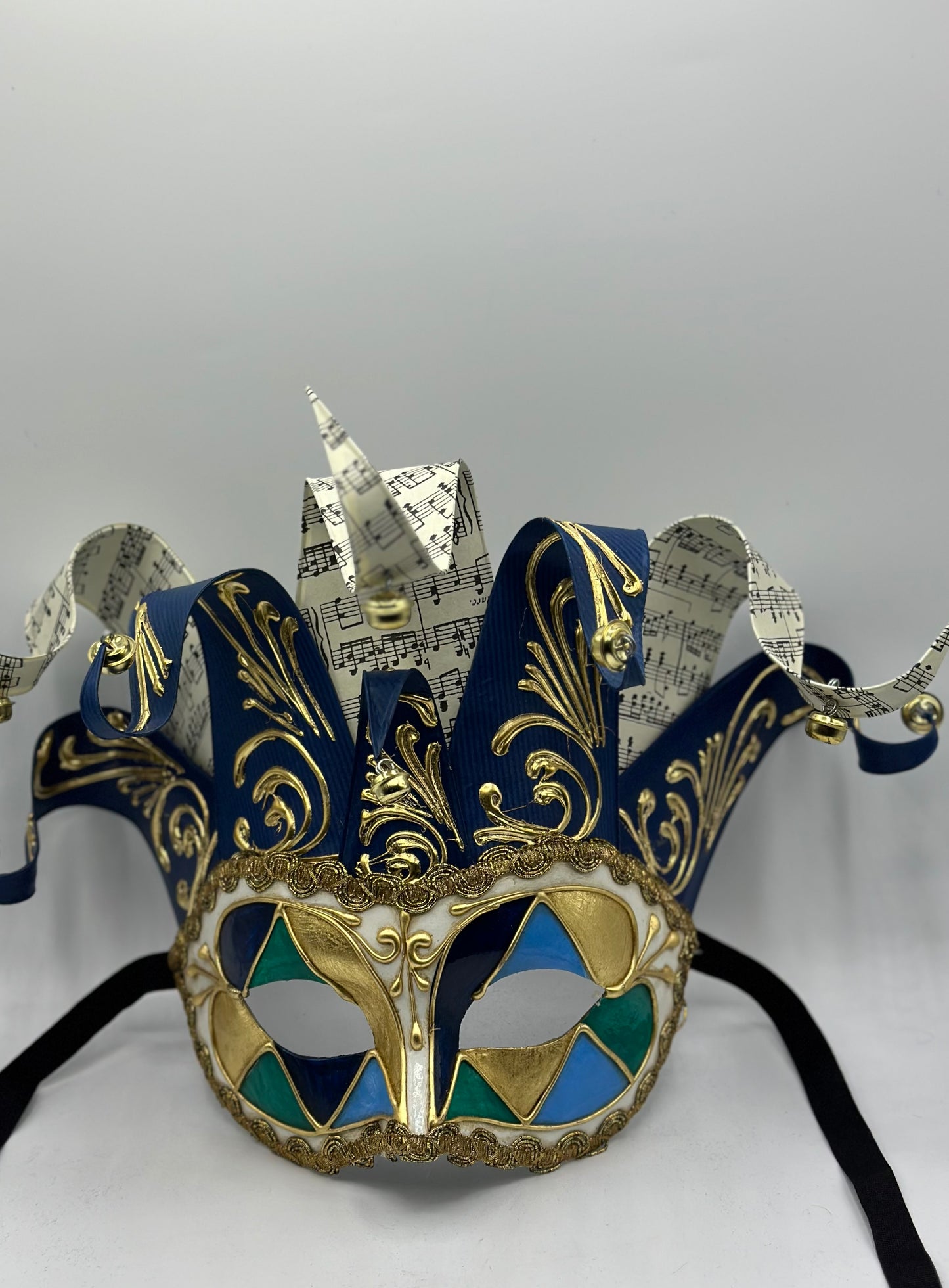 Venetian mask Jolly in blue - Masquerade mask for men