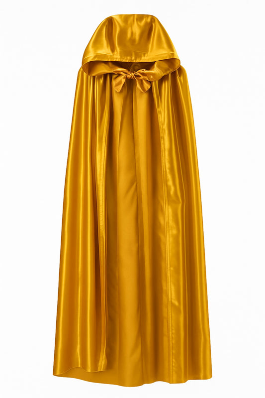 Venezianischer Umhang mit Kapuze aus goldenem Satin - Halloween Cape gold