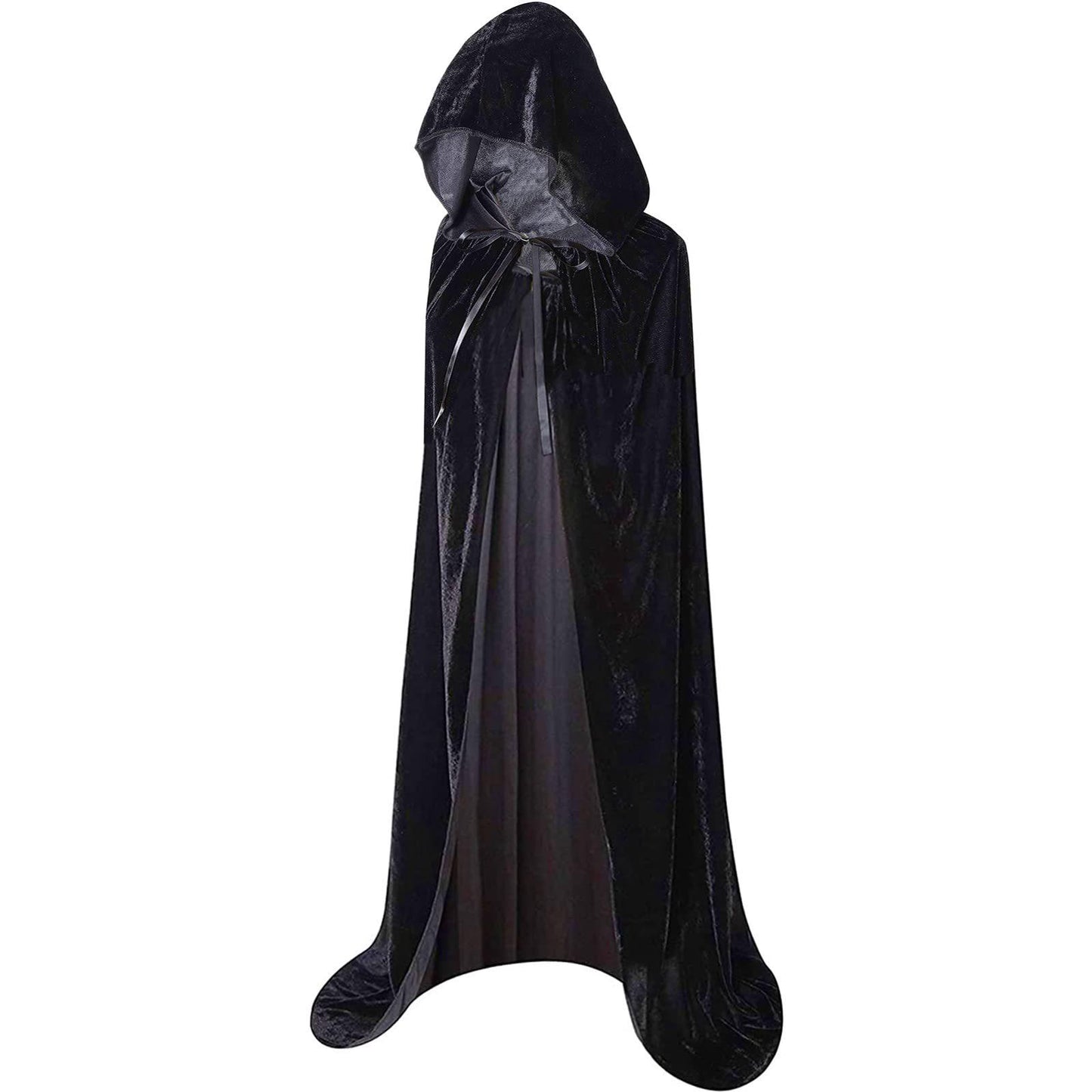 Halloween Horror Velours Kapuzenumhang – Schwarz 150 cm - Basic Umhang