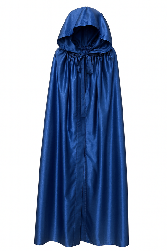 Venetian cape with a hood in blue satin - blue cape halloween