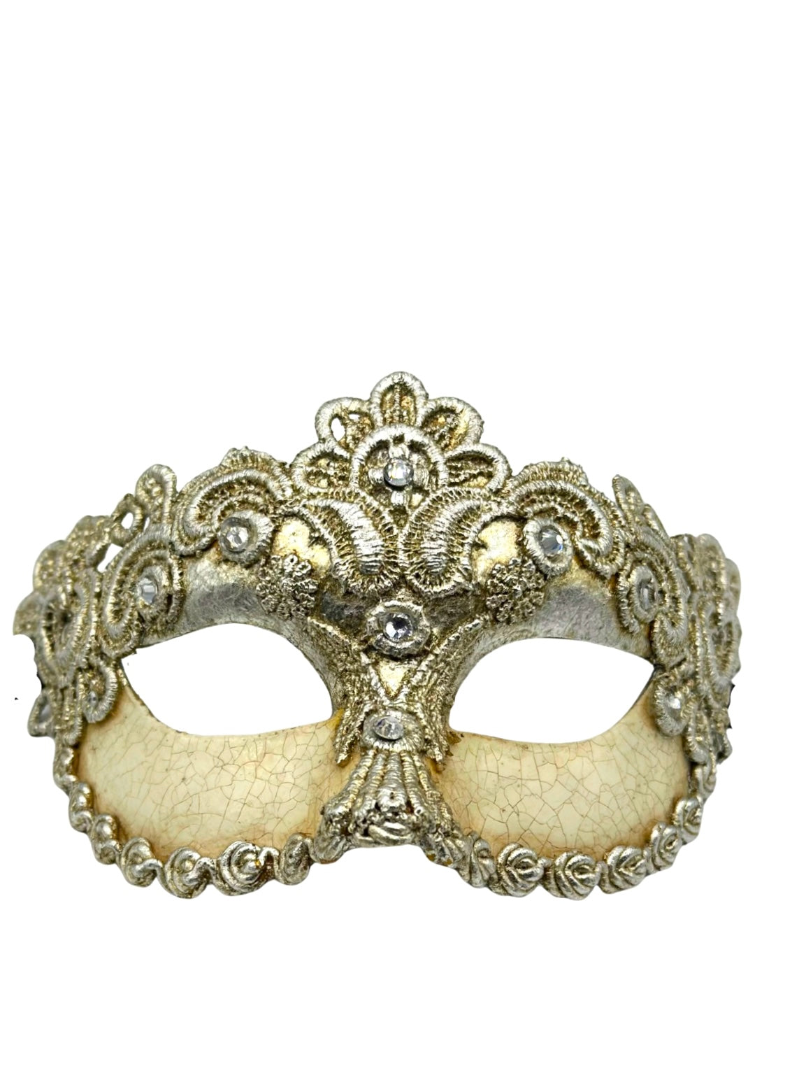Venezianische Ballmaske mit versilberter Spitze für Frauen