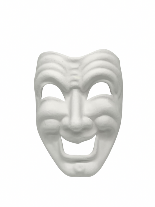 Máscara Ridi en papel maché blanco