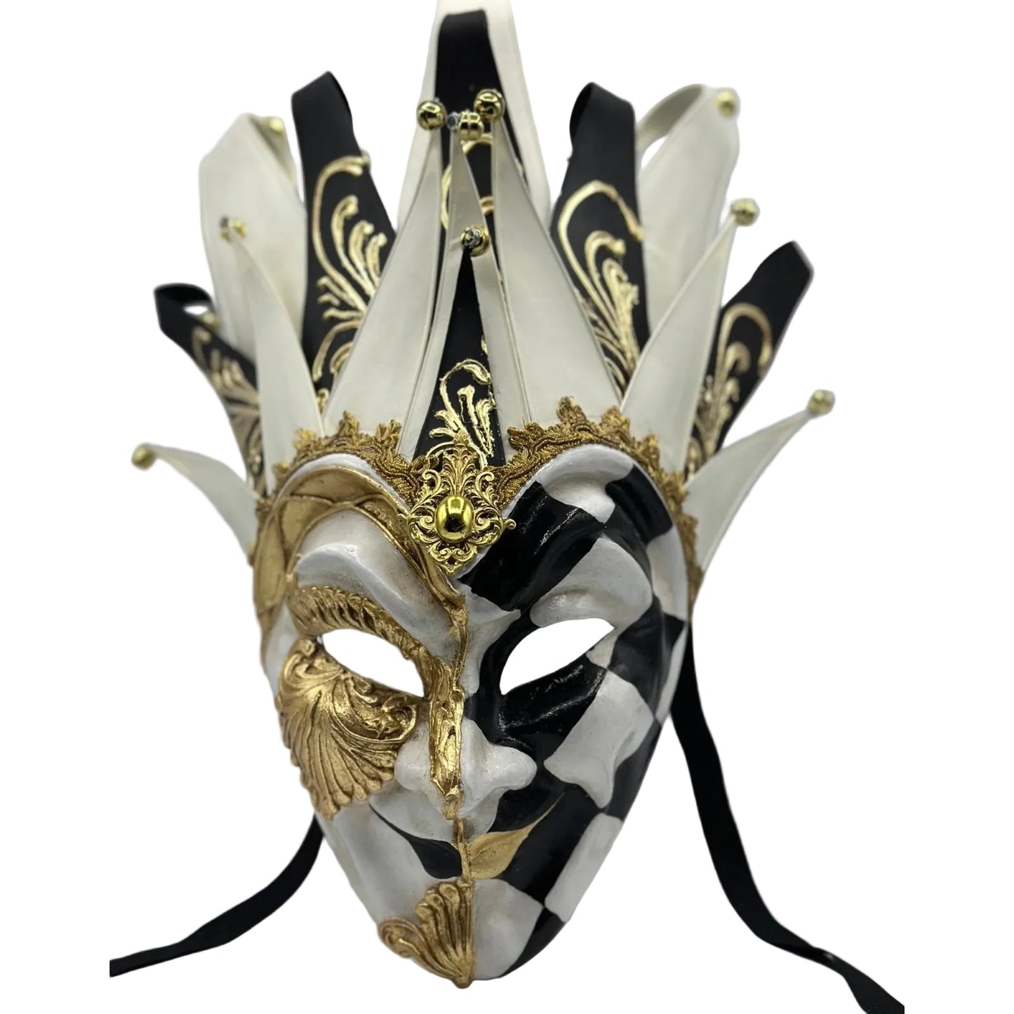 Venetiaans joker masker – zwart wit goud