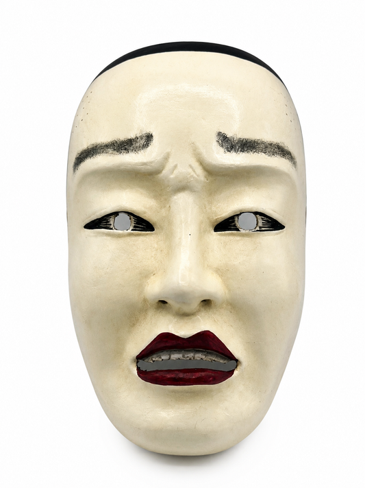 Japanische Noh-Maske, Nohmen-Maske eines Mannes, japanische Theatermaske - Koomote-Maske.