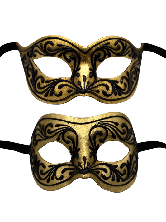 Set de Máscaras Venecianas para Parejas – Dorado Negro Barroco