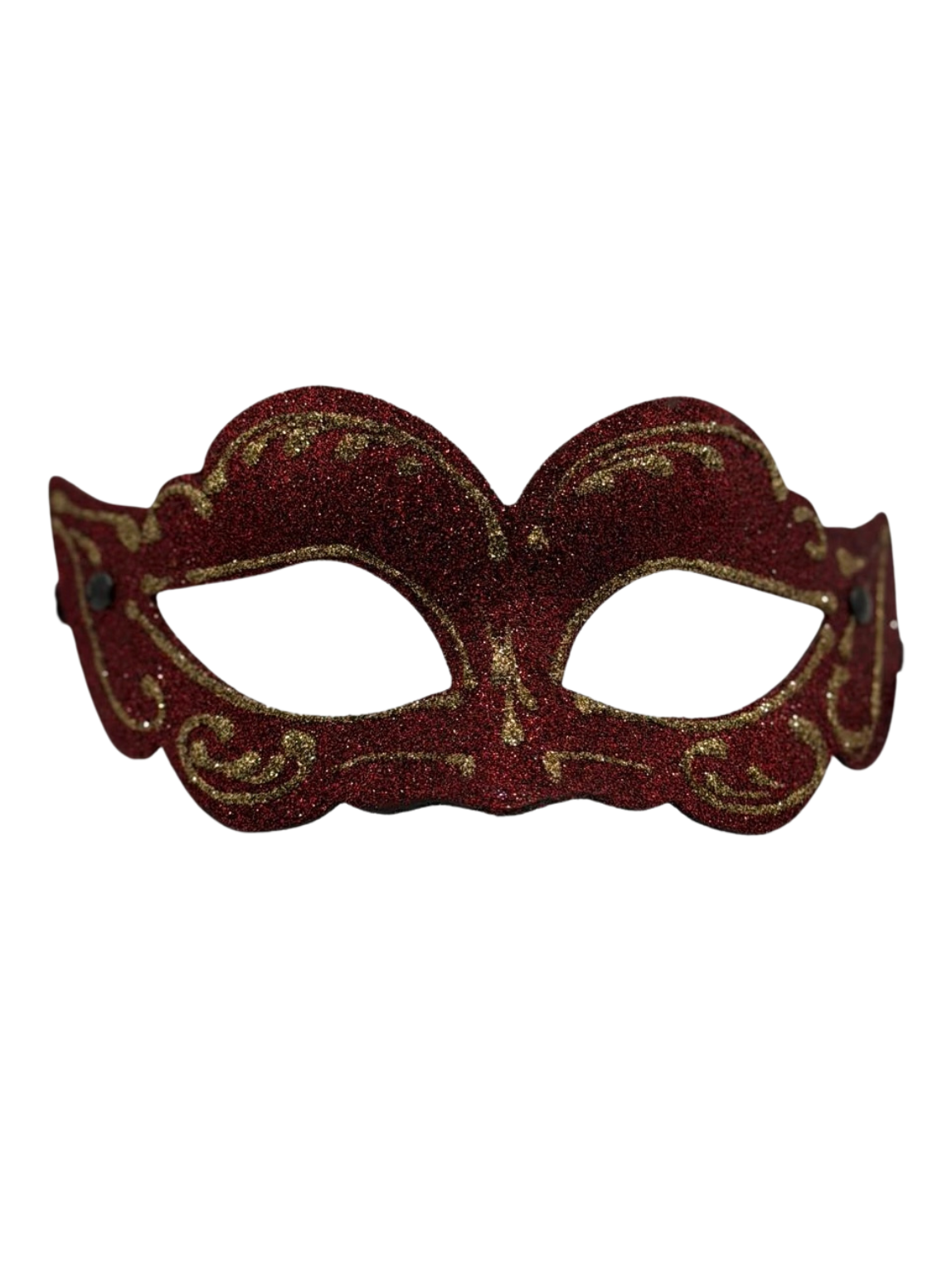 Máscara Veneciana Roja con Brillo – Máscara de Mascarada con Detalles Dorados