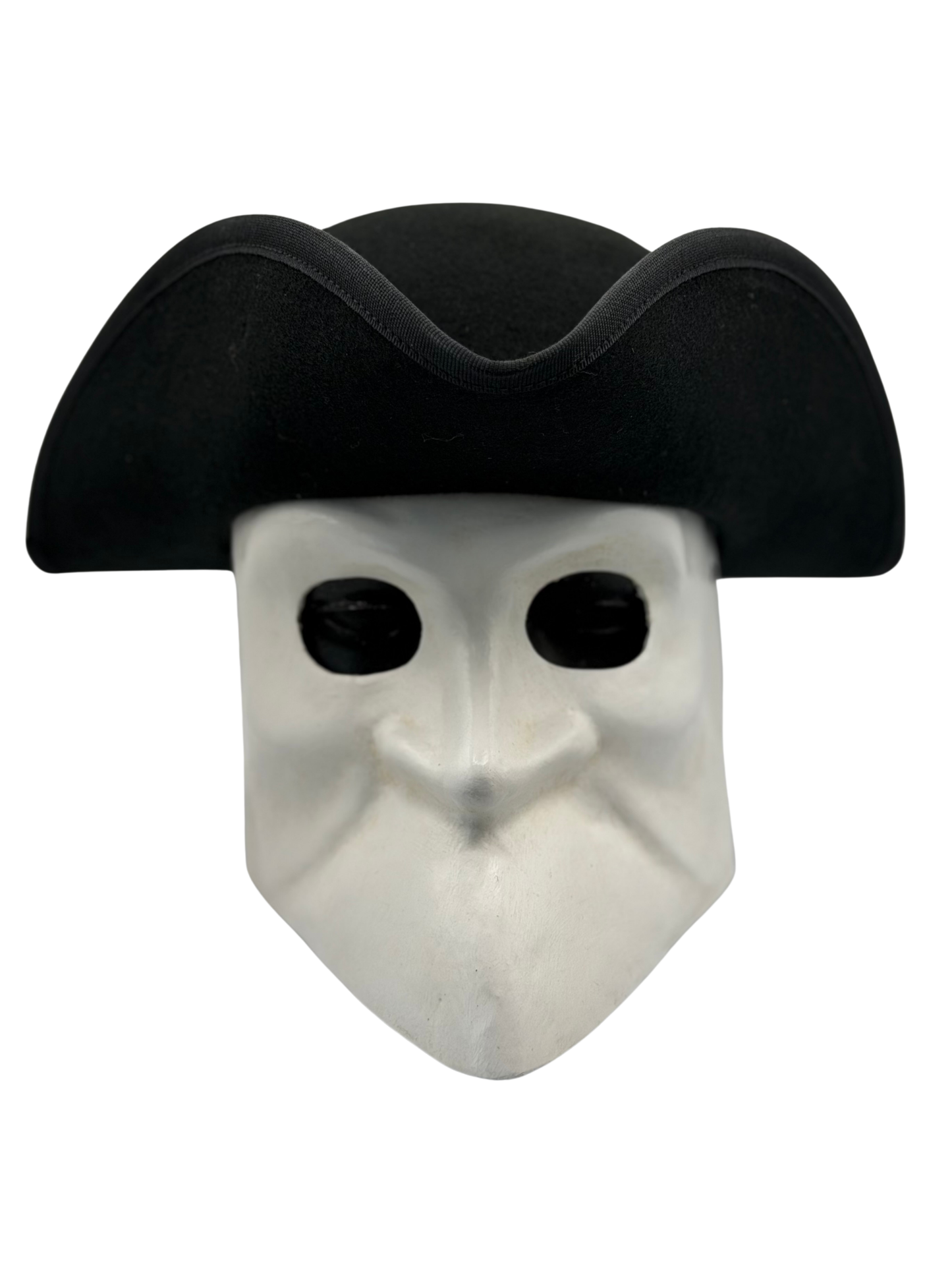 Venetian Bauta Casanova Mask with Lana Wool Tricorn Hat