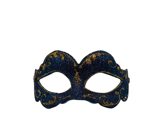Masque vénitien à paillettes bleues – Masque de bal doré
