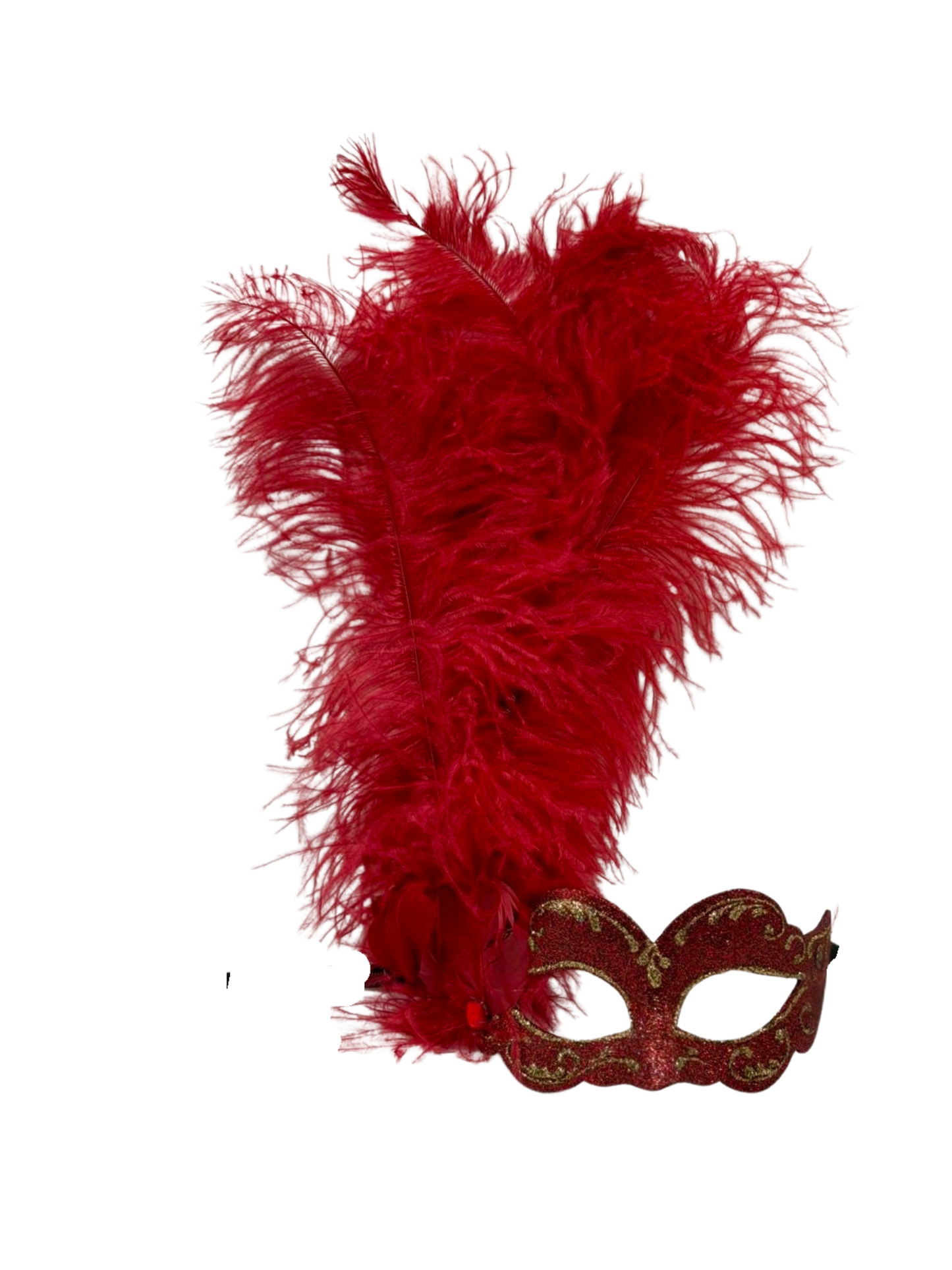 Red Feather Venetian Masquerade Mask