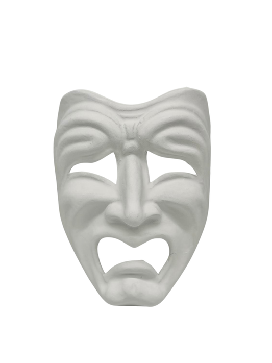 Máscara Piangi en papel maché blanco