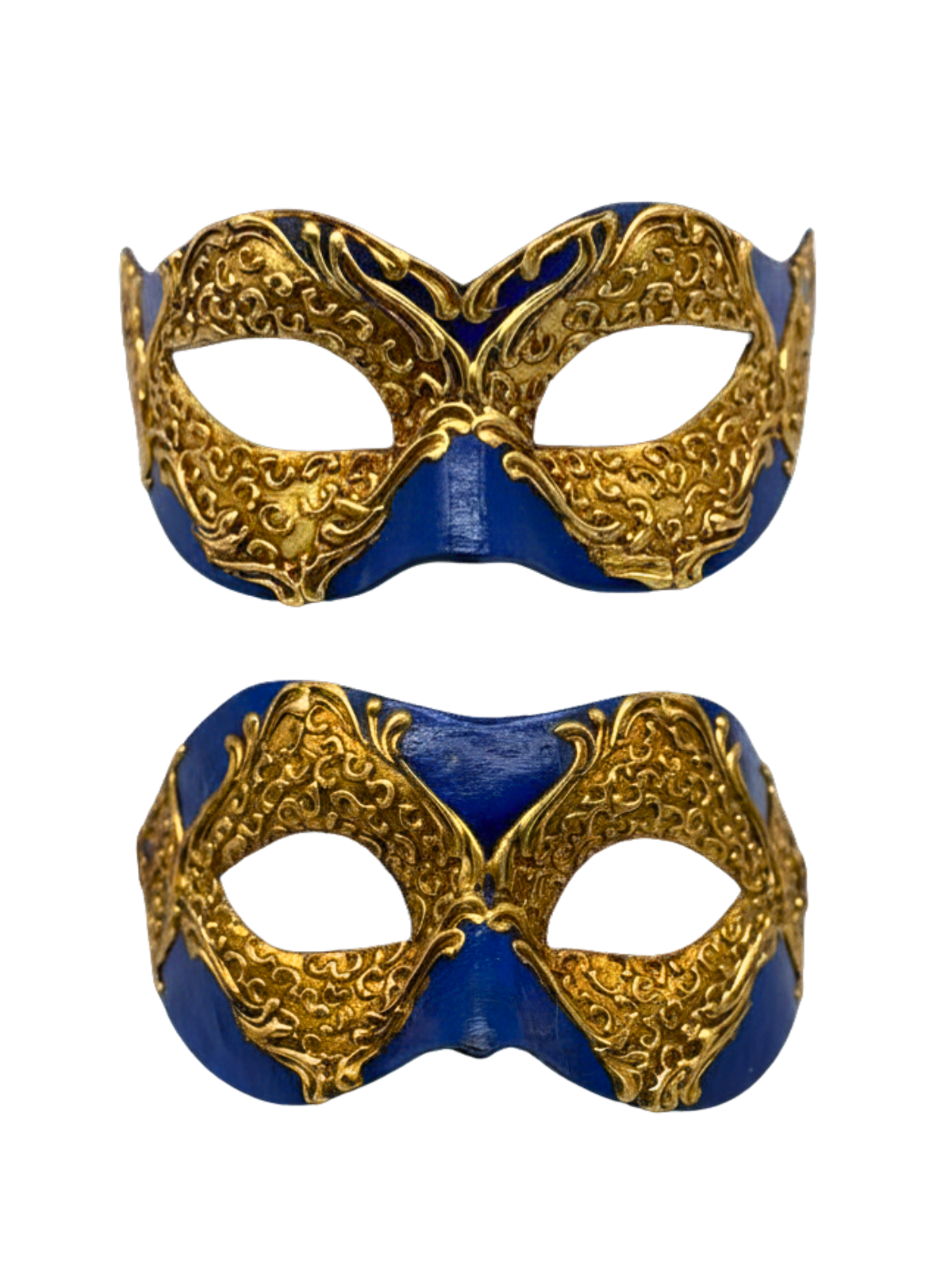 Venetian Couple Mask Set Blue Gold – Matching Masks Masquerade