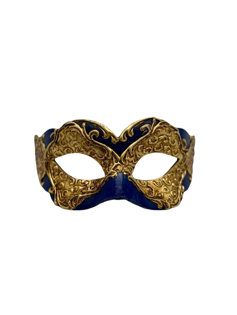 Venezianische Kindermaske – Königsblau & Gold