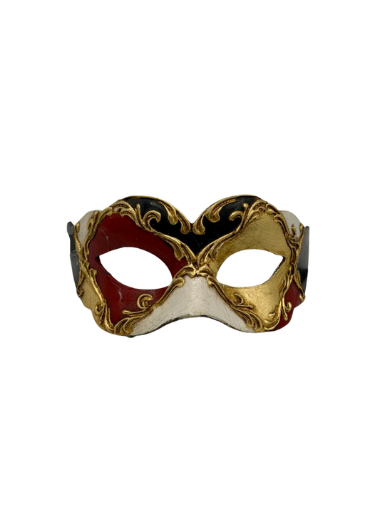 Masque vénitien pour enfant - Rouge, doré, noir et blanc