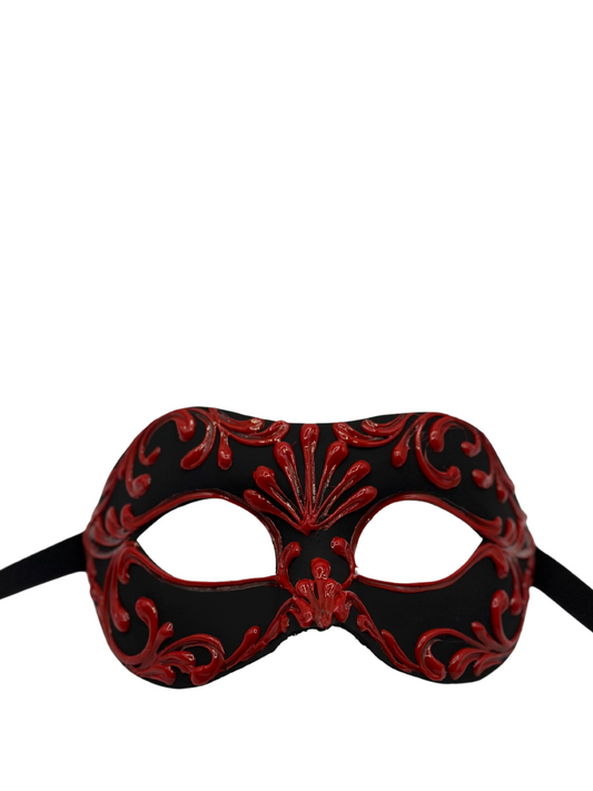 Handgefertigte venezianische Maske Schwarz Rot – Barocke Augenmaske für Maskenball, Karneval &amp; Kostümparty