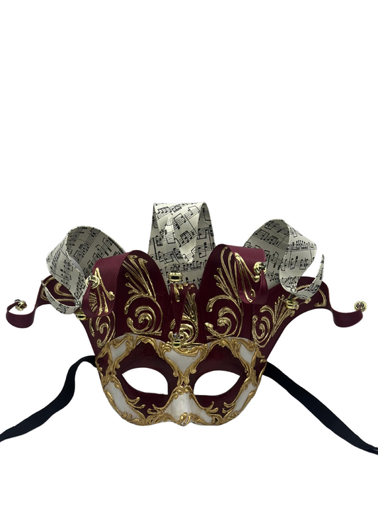 Venezianische Maske Jolly in Rot und Weiß - Maskenmaske für Herren